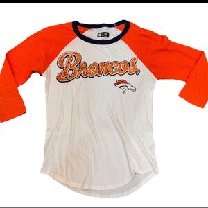 SOLD Broncos NFL Glitter Mesh 3/4 Raglan Tee XS